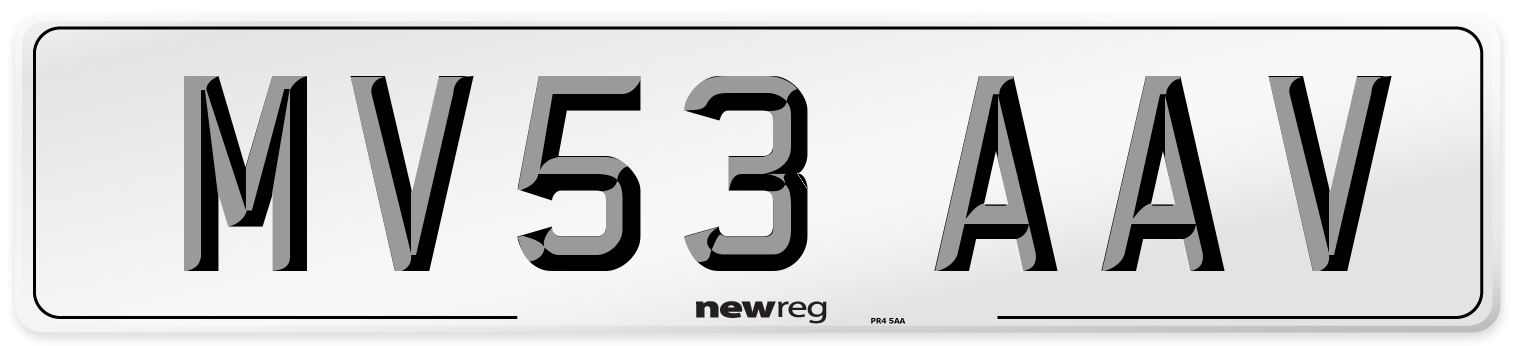 MV53 AAV Number Plate from New Reg